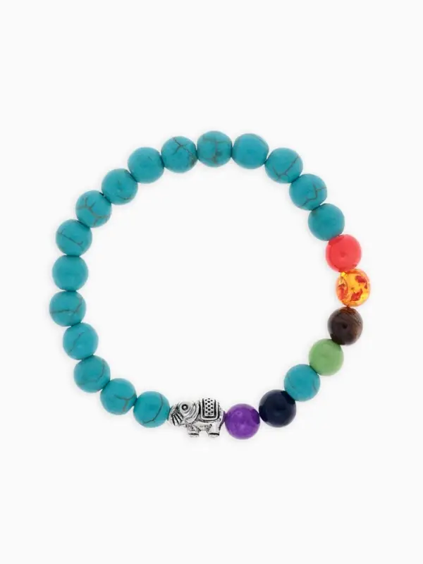 Браслет из бусин &laquo;Ассорти. Бирюза и Планеты&raquo;, d=7, голубой, разноцветный