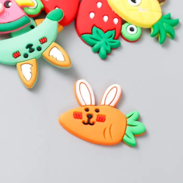 Декор для творчества резина "Фрукты с мордочками" набор 15 шт 2,5х3 см