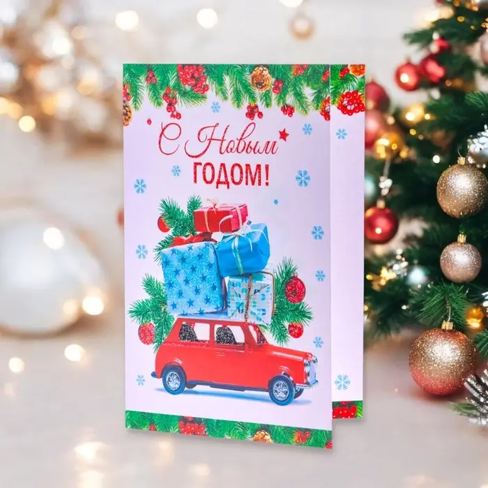 Открытка «С Новым Годом!» глиттер, 18×12 см Открытка «С Новым Годом!» глиттер, 18×12 см