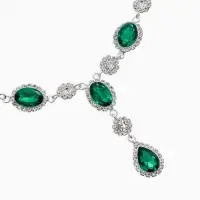 Набор 2 предмета: серьги, колье &laquo;Вечерний шик. Овал&raquo;, цвет бело-изумрудный в серебре