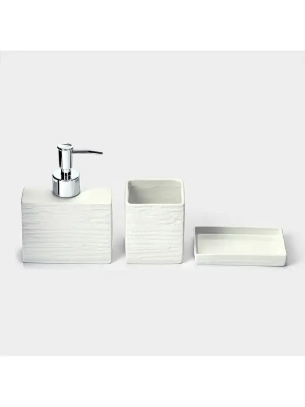 Набор для ванной SAVANNA &laquo;Камень&raquo;, 3 предмета, дозатор для мыла, стакан, мыльница