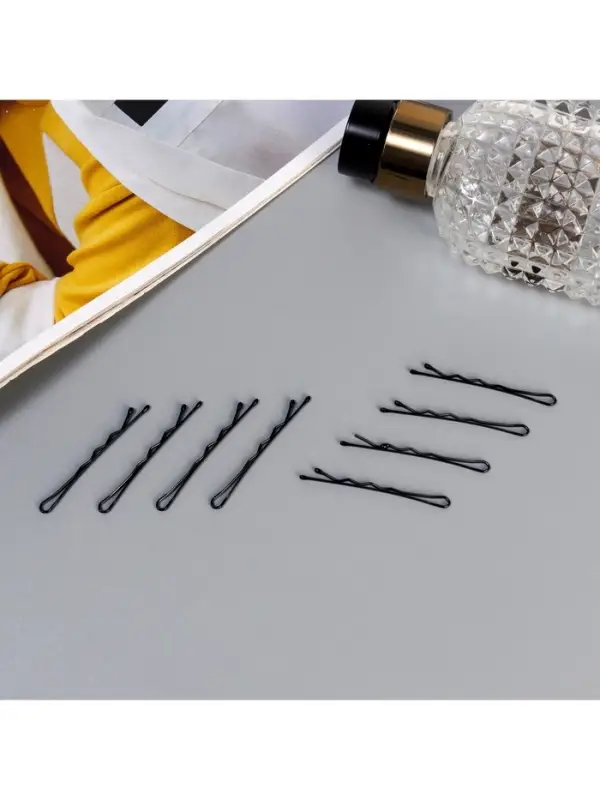 Невидимка для волос «Глория», набор 24 шт., цыпа, 5.5 см, чёрная