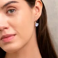 Серьги &laquo;Сердечки лунные&raquo;, фиолетовые в серебре