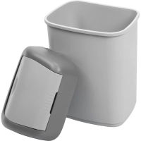 Контейнер для мусора пластик 14л прям сер с крышк-маят 226х700х550мм_327