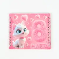 Двойной блокнот на гребне, мягкая обложка, размер 14,5 х12см, 48 л "Кошечка"