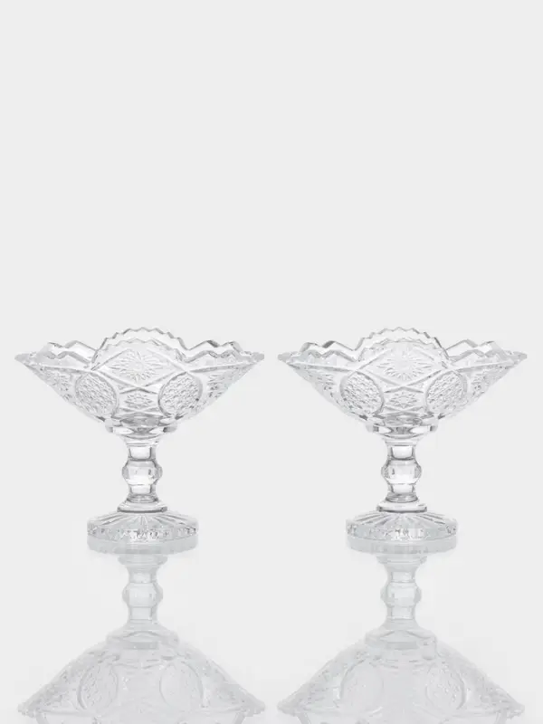 Конфетницы «Акапелла», 9×15×12 см, набор 2 шт., стекло, прозрачные Конфетницы «Акапелла», 9×15×12 см, набор 2 шт., стекло, прозрачные