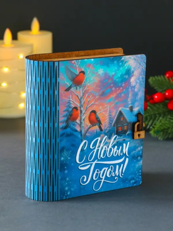 Новогодняя копилка-шкатулка Новогодняя копилка-шкатулка "С новым годом" 14х12х5 см