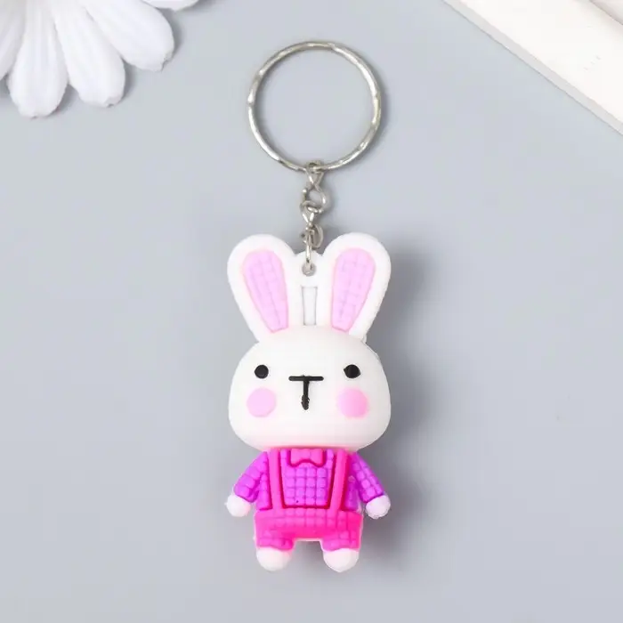 Брелок резина Брелок резина "Зайчик в комбинезоне" МИКС 3х1,7х6 см