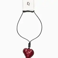Кулон на шнурке стиль "Сердце вытянутое", 90см, цвет бордово-чёрный