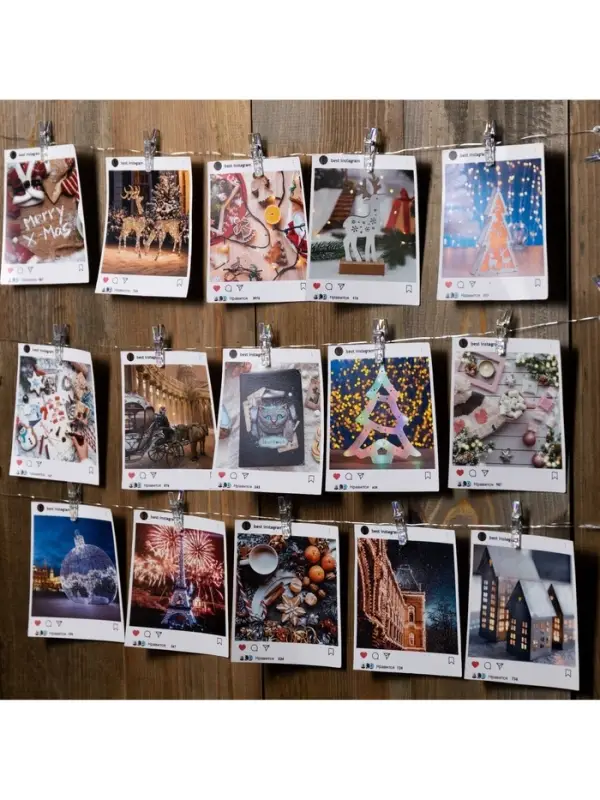 Гирлянда &laquo;Нить&raquo; 2 м роса с насадками &laquo;Прищепки&raquo;, IP20, серебристая нить, 20 LED, свечение тёплое белое, ААх2