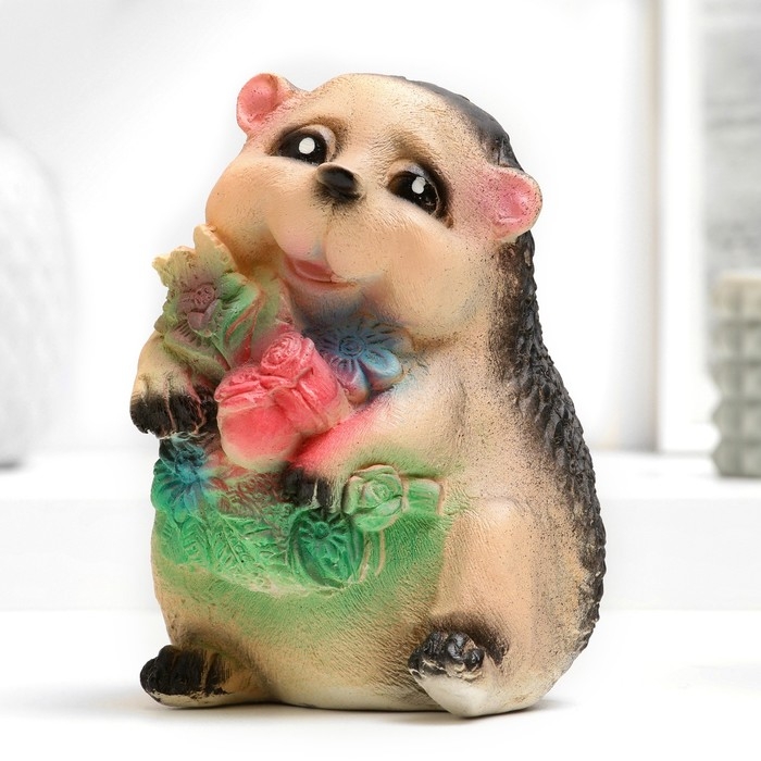 Копилка для денег «Ёжик с цветами», гипс, 11×11×15 см Копилка для денег «Ёжик с цветами», гипс, 11×11×15 см
