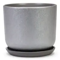 Горшок цветочный с поддоном 5,4 л, d22/h19 см серый керамика, "Перл" (М)