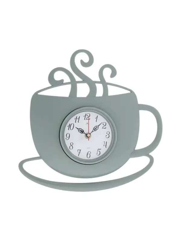 Часы настенные интерьерные &laquo;Чашка с дымком&raquo;, 31.5&times;30.5 см, бесшумные, зелёные