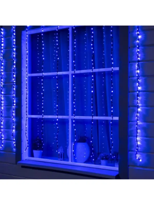 Гирлянда &laquo;Водопад&raquo; 2&times;1.5 м, IP44, тёмная нить, 400 LED, свечение синее, 8 режимов, 220 В