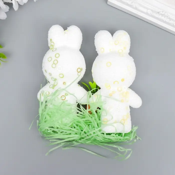 Пасхальный декор «Зайчата в посыпке с морковкой и травкой», набор 12 см, настольная фигурка Пасхальный декор «Зайчата в посыпке с морковкой и травкой», набор 12 см, настольная фигурка