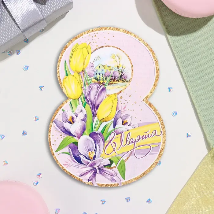 Мини-открытка «8 Марта», 8.5×11.5 см