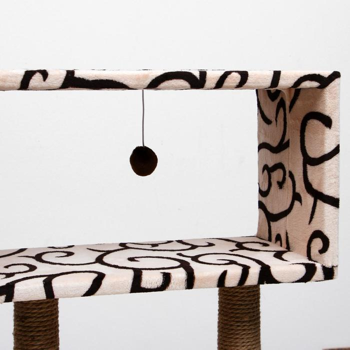 Домик для кошек с когтеточкой  Домик для кошек с когтеточкой "Куб", с мезонином и игрушкой, 60 х 35 х 85 см, микс цветов