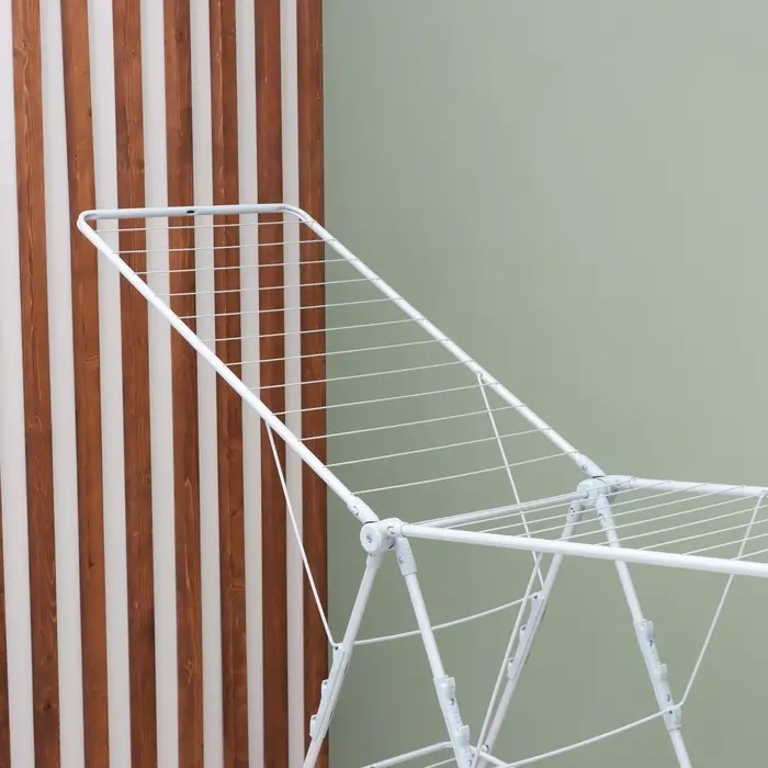 Сушилка для белья напольная складная, рабочая длина 21 м, цвет матовый серый