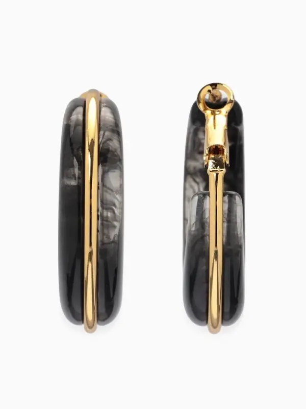 Серьги-кольца акрил Серьги-кольца акрил "Тренд", цвет чёрный в золоте