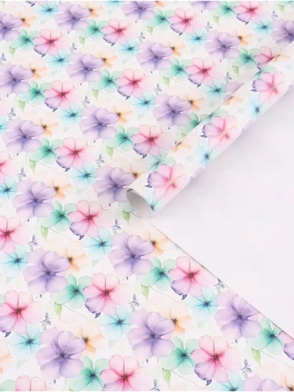 Бумага упаковочная глянцевая &laquo;Цветы&raquo;, 70&times;100 см