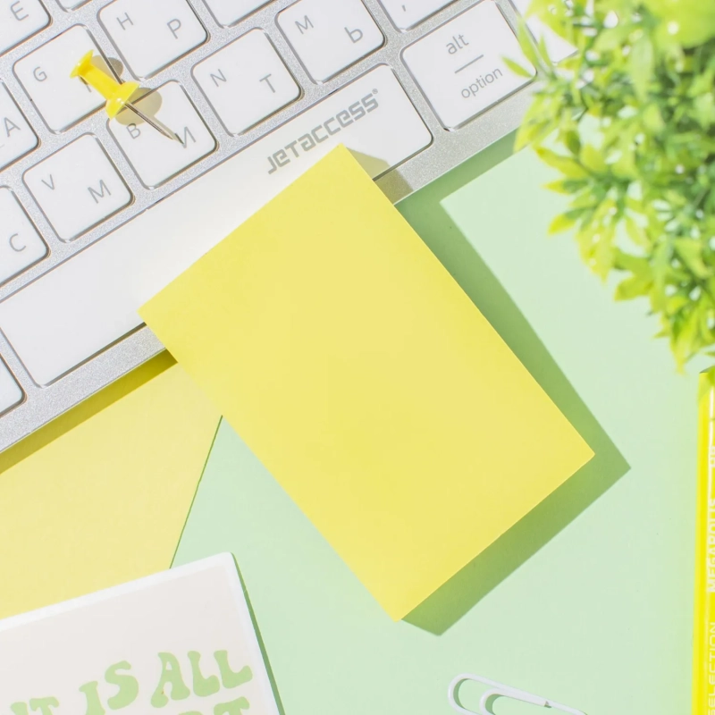 Стикеры  с клеев.краем 76x51 мм, 100 лист неоновый желтый