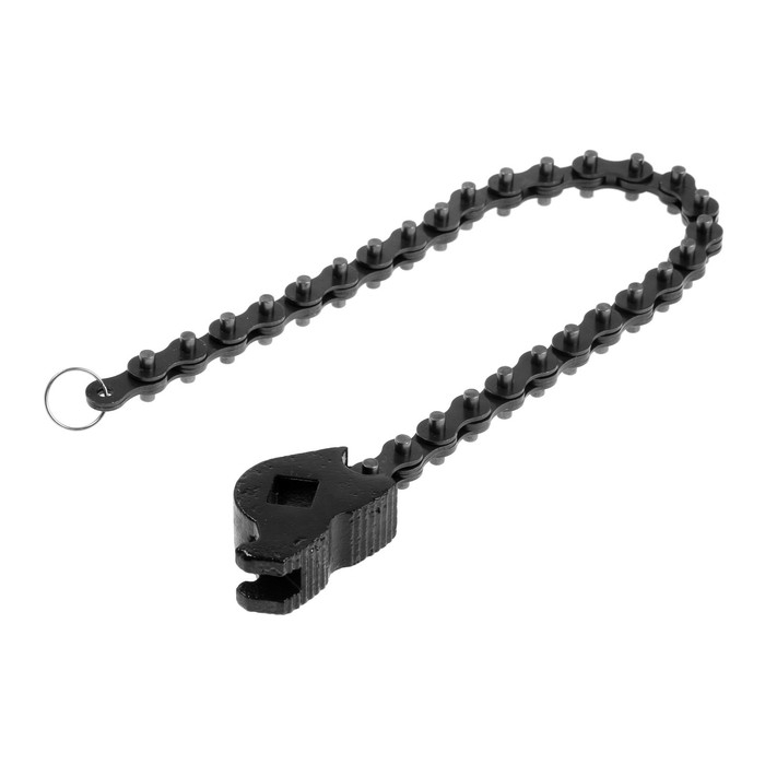 Съемник масляного фильтра ТУНДРА, цепной, под квадрат 1/2 Съемник масляного фильтра ТУНДРА, цепной, под квадрат 1/2", длина цепи 450 мм, до 130 мм