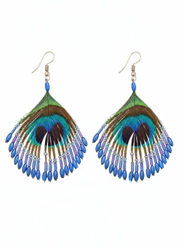 Серьги &laquo;Павлин&raquo;, 5&times;8 см, синие