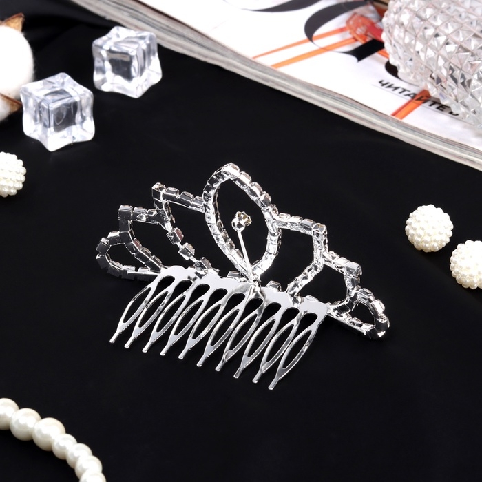 Диадема для волос "Медея" каприз, 8,5х5 см, серебро