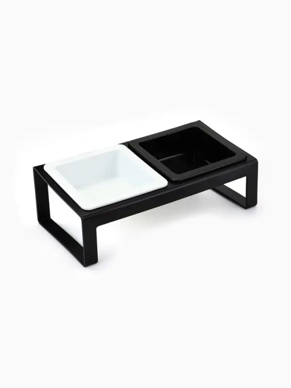 Миски с подставкой КВАРТЕТ пластиковые двойные (+ 2 миски в подарок), 2&times;0.38 л