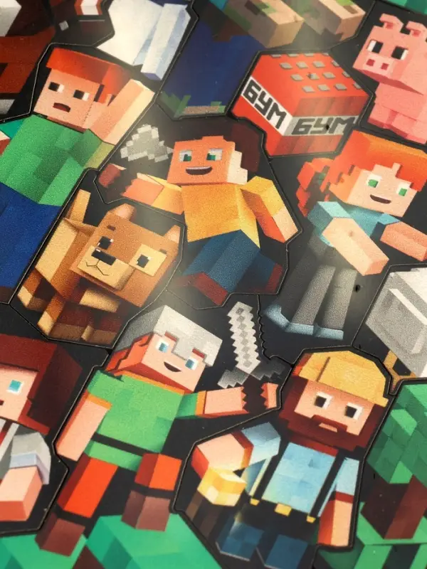 Пазл деревянный фигурный в рамке  П008"Пиксельный мир"