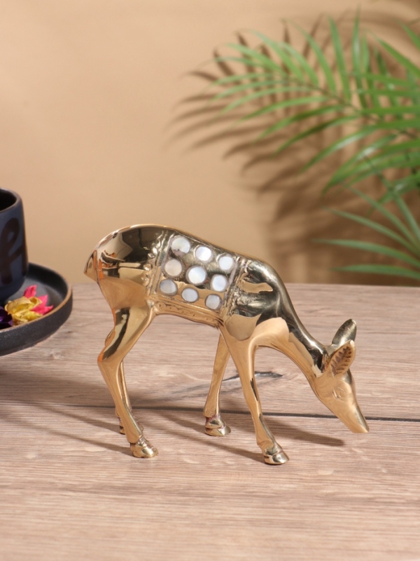 Сувенир «Косуля», латунь с перламутром, 13×4.5×15 см