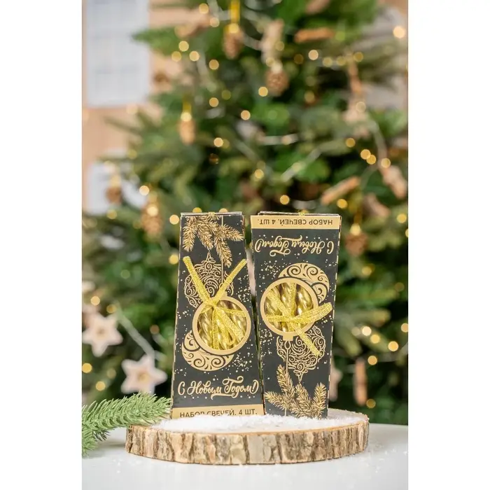 Набор свечей Новогодний 8 шт,  1,5 см х 1,5 см х 15 см