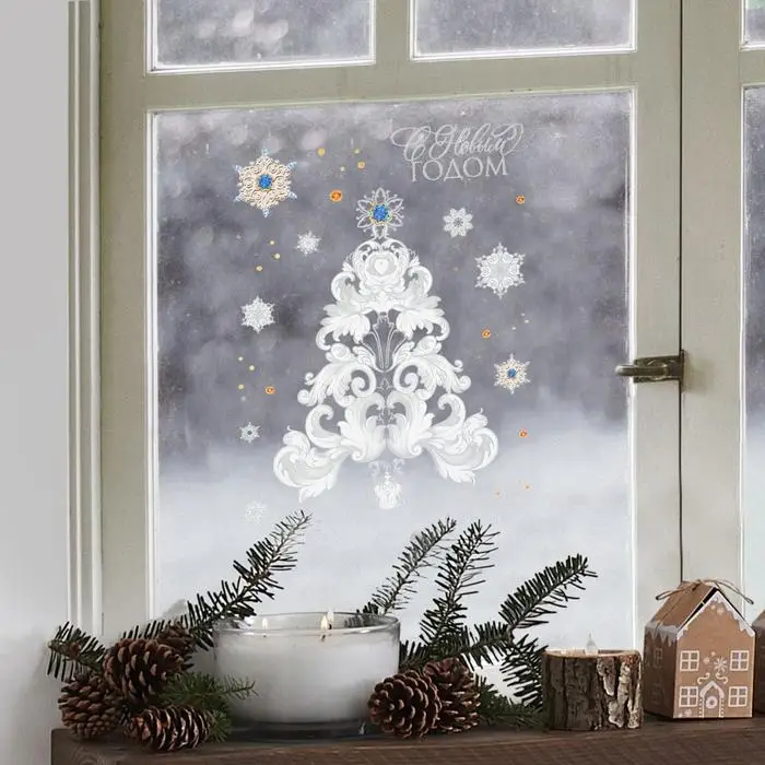 Наклейки новогодние «С Новым Годом», с блестящей пластизолью, 29,7 х 42 см Наклейки новогодние «С Новым Годом», с блестящей пластизолью, 29,7 х 42 см