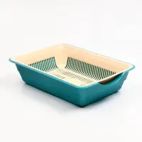 Туалет для кошек, 36&times;25&times;9 см, глубокий, с сеткой, пластик, бирюзовый, бежевый