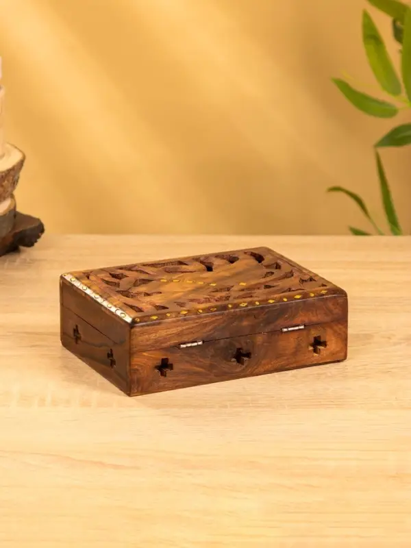 Шкатулка резная "Хранитель" 18х13х6 см, дерево шишам