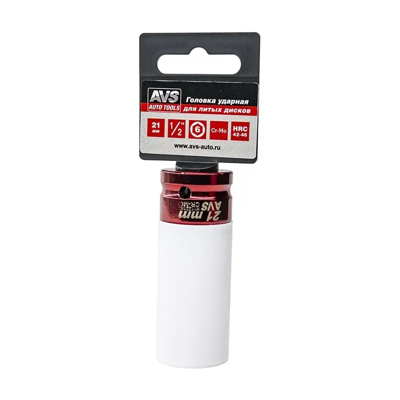 Головка торцевая ударная глубокая 6-гранная 1/2''DR (21 мм) колесная AVS H11221IС