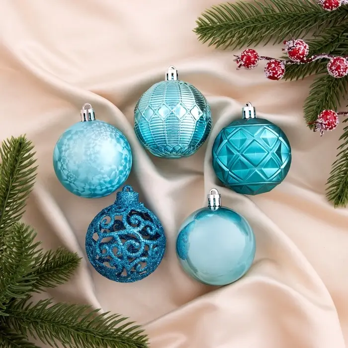 Ёлочные игрушки &laquo;Винтаж&raquo;, шары новогодние, d=6 см, набор 16 шт., голубой