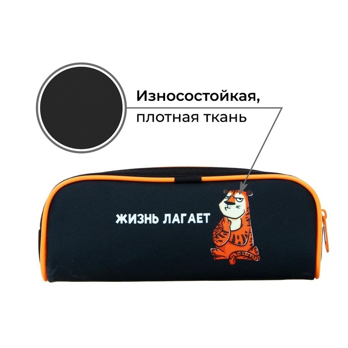 Пенал мягкий, 1 отделение, 80 х 210 х 40 мм, объёмный, Calligrata ПМО 21-20, Пенал мягкий, 1 отделение, 80 х 210 х 40 мм, объёмный, Calligrata ПМО 21-20, "Тигр"