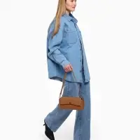 Сумка женская мессенджер TEXTURA на клапане, 26&times;9&times;12 см, коричневая