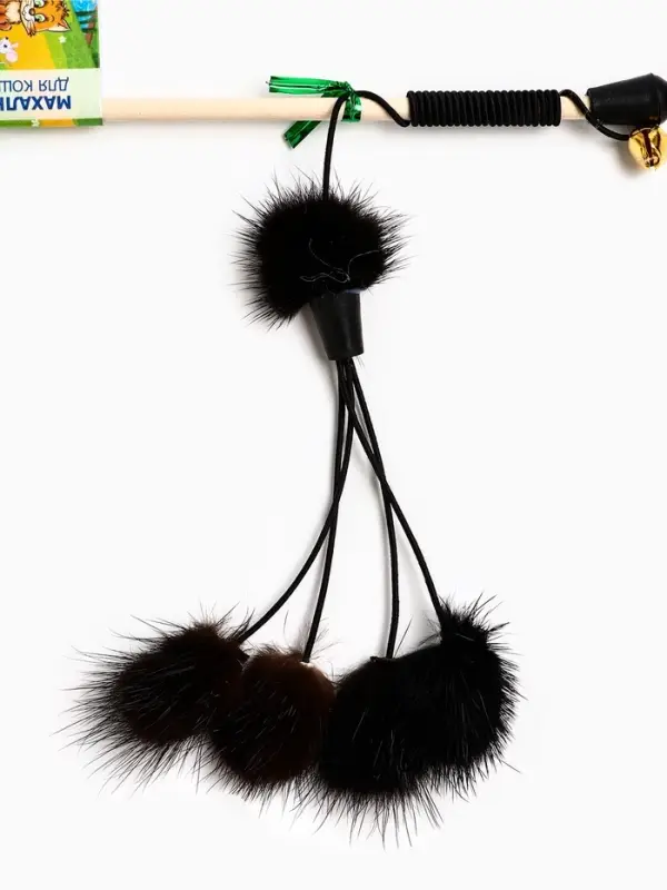 Дразнилка - удочка &laquo;Норковый пушок&raquo;, на деревянной палочке, цвет МИКС