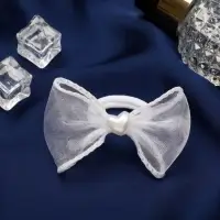 Резинка для волос бант «Школьница», классика сердце, 6×4 см, белая