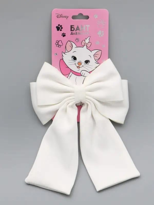 Бант для волос на заколке с лентами, белый, Коты аристократы Бант для волос на заколке с лентами, белый, Коты аристократы