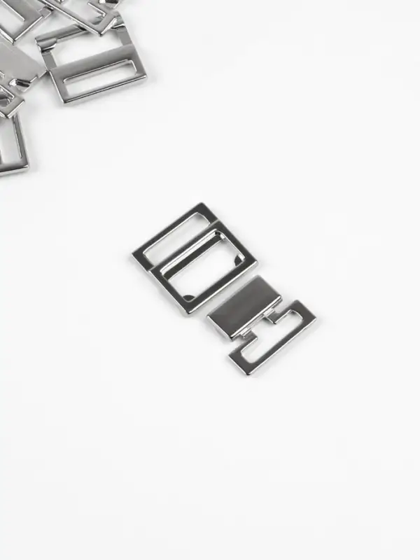 Застёжка для купальника, металлическая, 15 мм, 5 шт., цвет серебряный