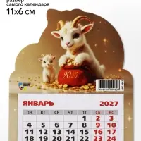Календарь 2027, на магните, фигурный &laquo;Милые козлята&raquo;