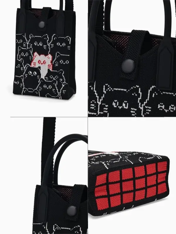 Сумка подр Коты, 12*4*17, отд на кнопке, дл ремень, черный Сумка подр Коты, 12*4*17, отд на кнопке, дл ремень, черный