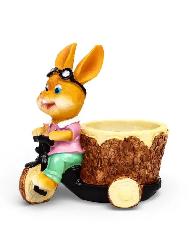 Фигурное кашпо 13 х 9 х 15см  "Заяц на велосипеде"