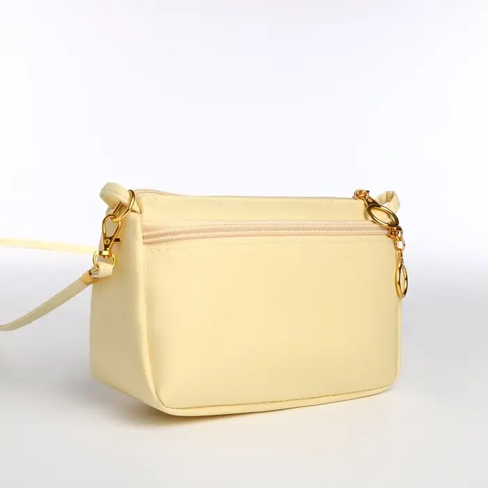 Сумка женская кросс-боди на молнии, 18&times;6.5&times;12 см, бежевая