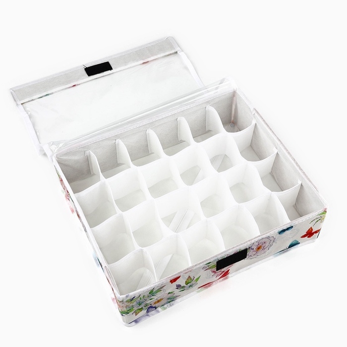 Органайзер для хранения 24 ячейки с крышкой Органайзер для хранения 24 ячейки с крышкой "Бабочки", 34 х 28 х 10 см