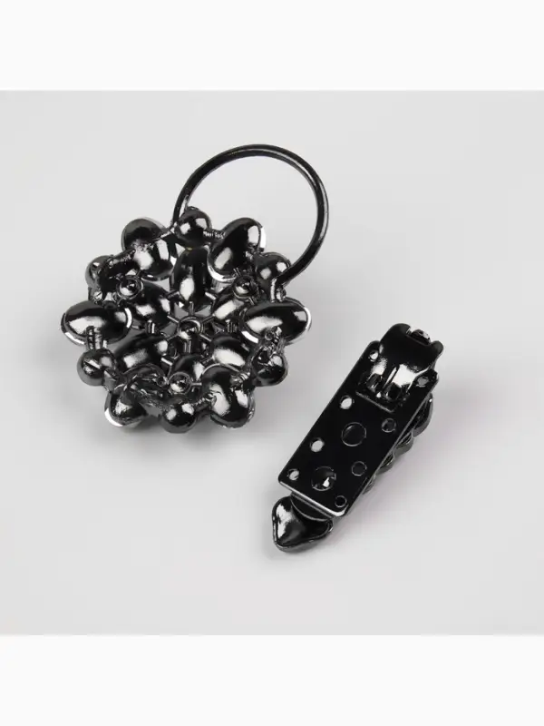 Декоративная застёжка &laquo;Стеклянный цветок&raquo;, 10.5&times;5 см, цвет чёрный