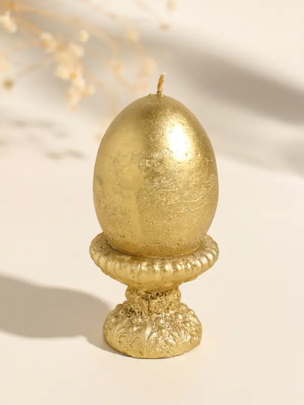Свеча пасхальная "Яйцо на подставке ХВ" 5х9 см, лак, золотистый